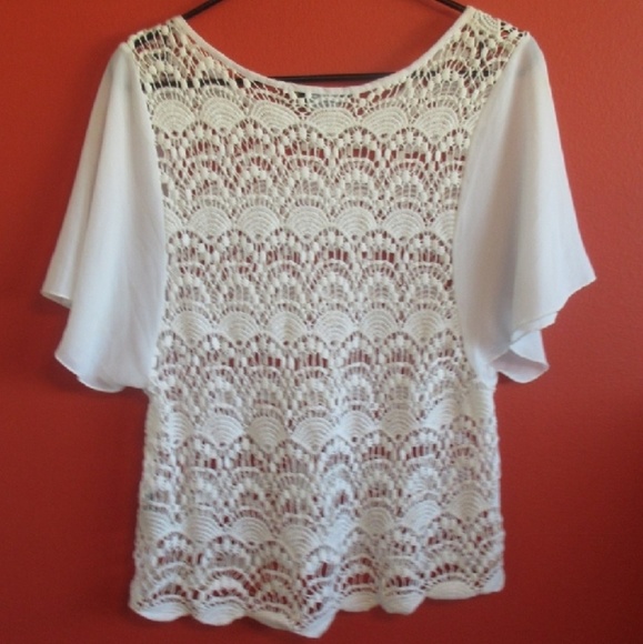 BCBGMaxAzria Lace Crochet Top White - Picture 4 of 6